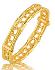 Veranda Caning Hinged Bangle, S/M - Gold