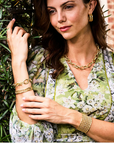 Veranda Caning Hinged Bangle, S/M - Gold