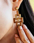 Pathway Post Drop Earrings - Gold/Teak