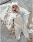 Baby Seed Stitched Striped Cotton Onsie