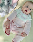 Baby Seed Stitched Striped Cotton Onsie