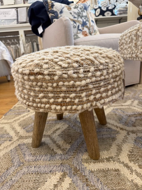Handwoven Natural Boucle Foot Stool