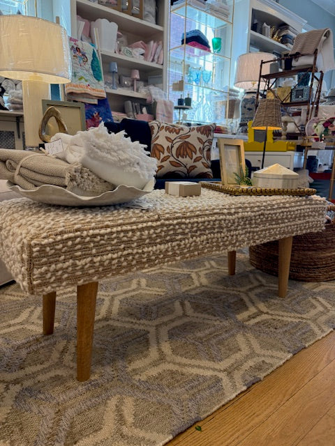 Handwoven Natural Boucle Bench
