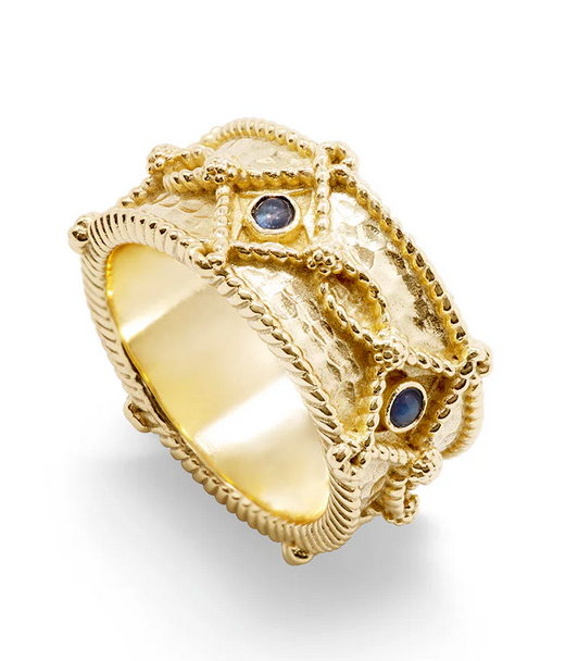 Victoria Ring Band Gold/Blue Labradorite