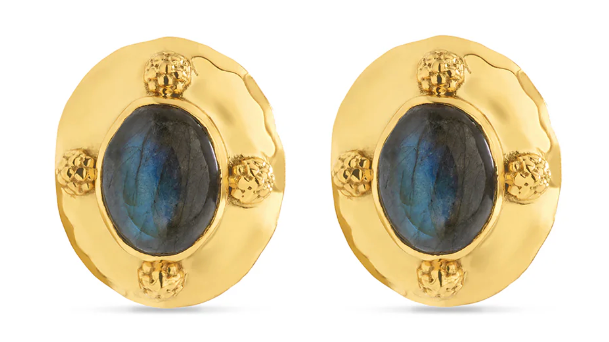 Cleopatra Oval Earrings blue Labradorite