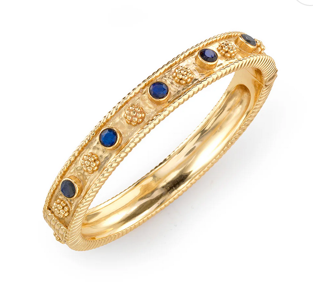 Gem Classic Hinged Bangle - Blue Labradorite