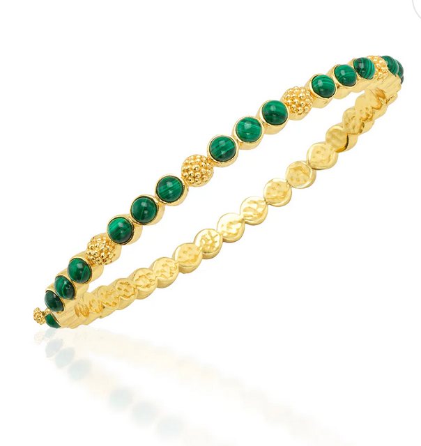 Berry Gem Petite Hinged Bangle - Malachite