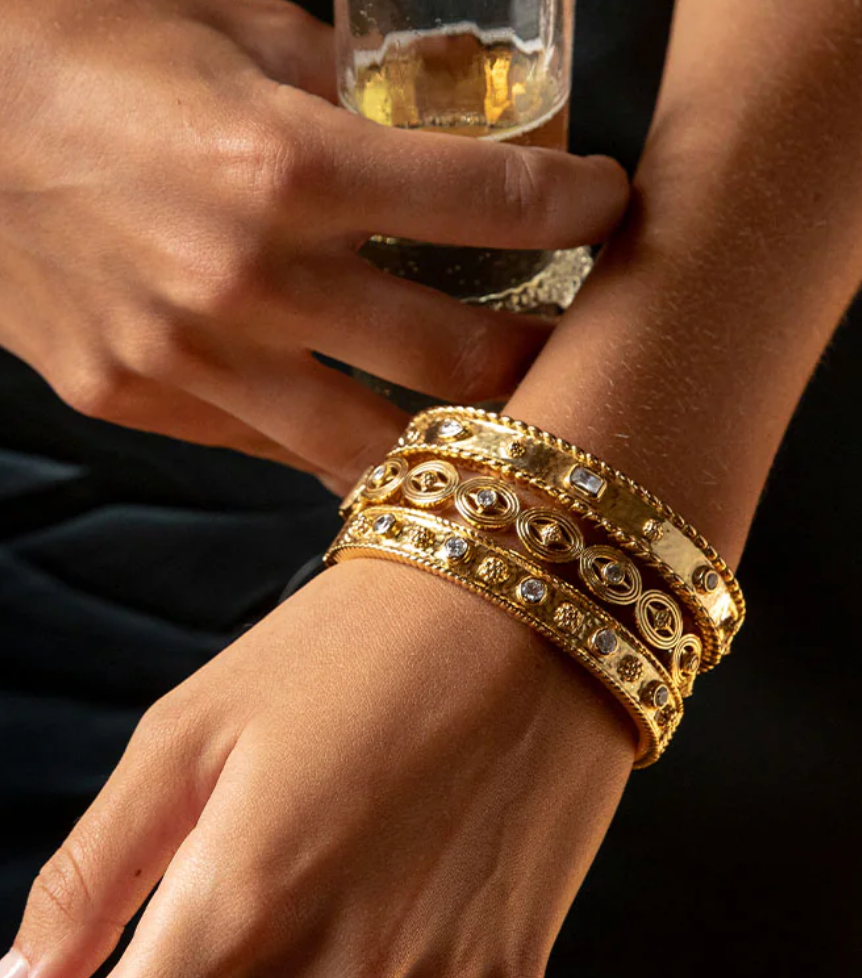 Berry Gem Classic Hinged Bangle - Clear Cubic Zirconia