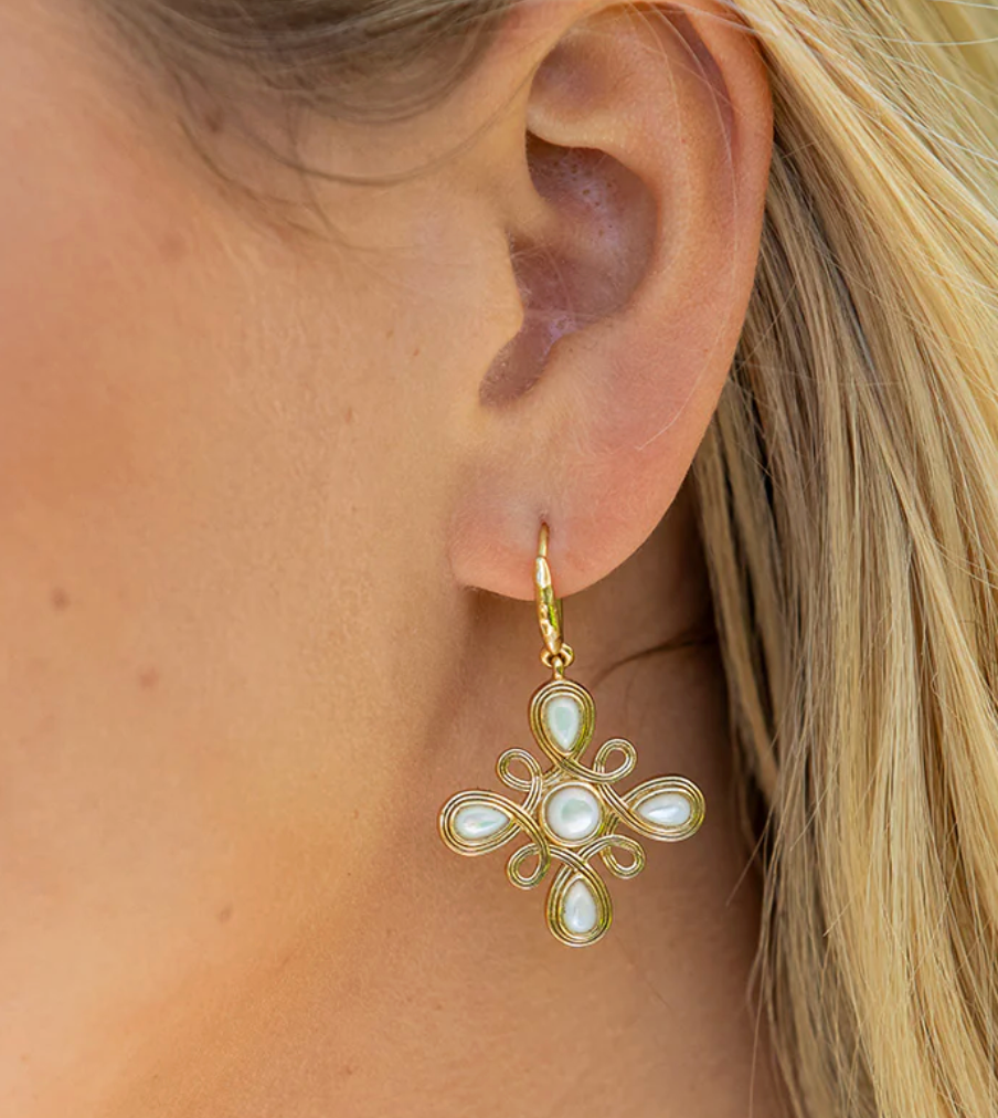 Monique Gem Dangle Earrings - MOP