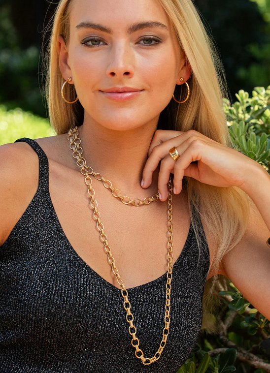 Cleopatra Small Link Necklace, 16"+2" - Gold