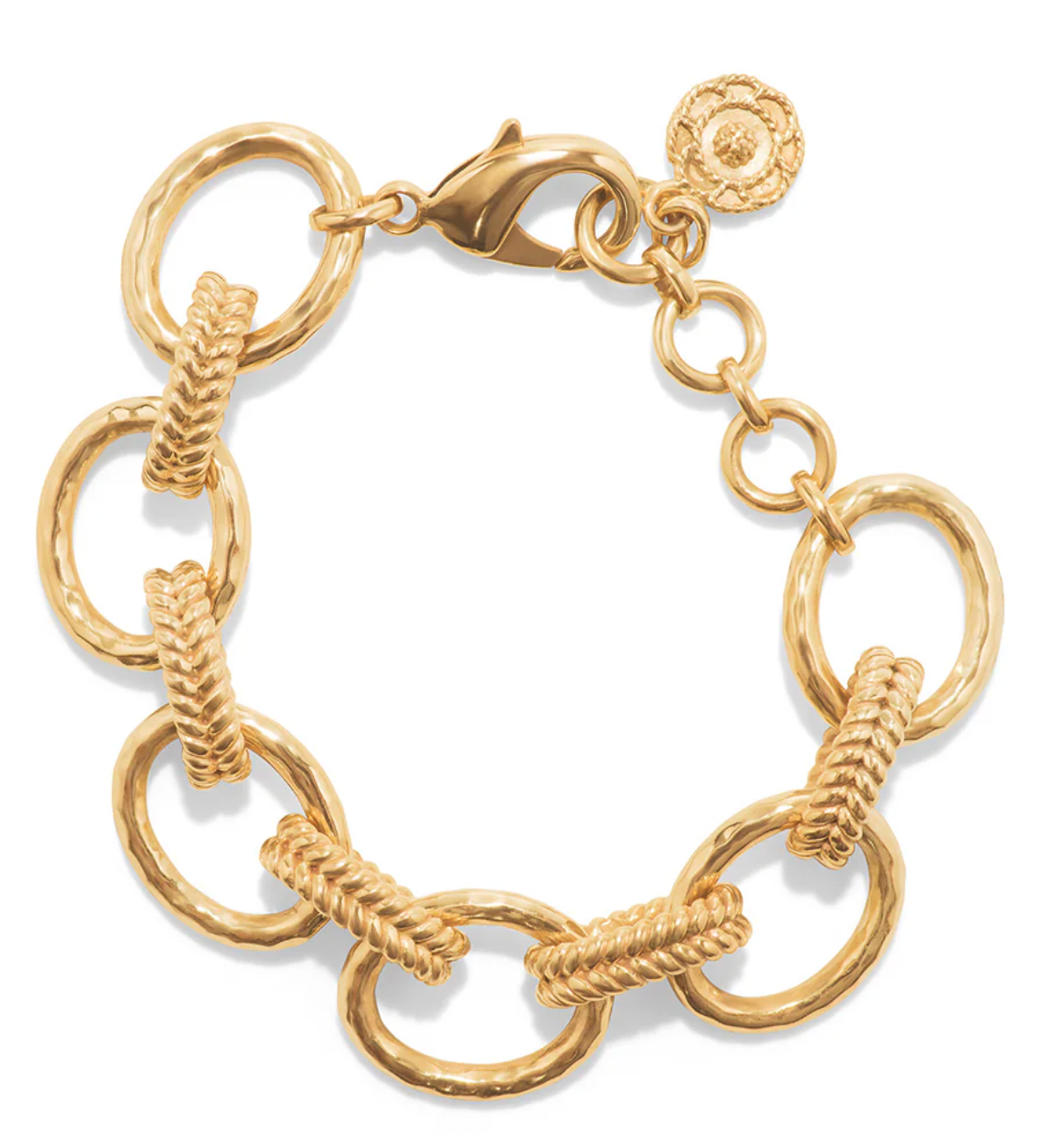 Cleopatra Regal Link Bracelet, 7+1.5" - Gold