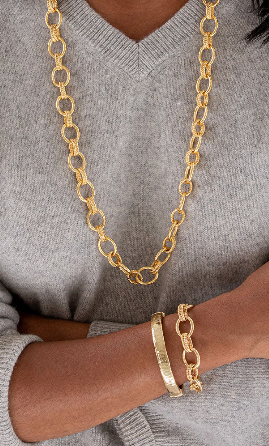 Cleopatra Regal Link Bracelet, 7+1.5" - Gold