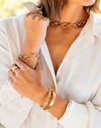 Cleopatra Grande Link Bracelet, 7+1.5" - Gold