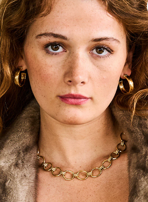 Cleopatra Grande Link Necklace, 16"+2'' - Gold