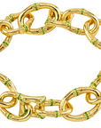 Bangkok Bamboo Link Bracelet, 7.25" - Gold/Green Enamel