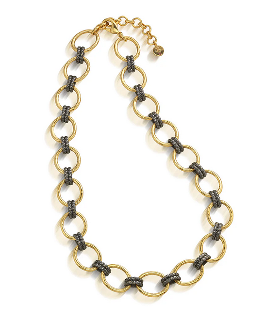 Cleopatra Grande Link Necklace, 16"+2" - Gold/Midnight
