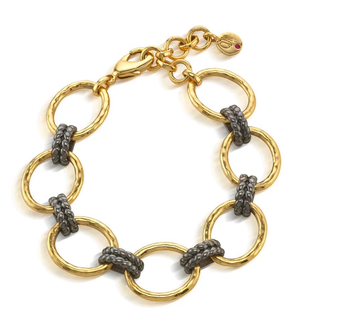 Cleopatra Grande Link Bracelet, 7"+1.5" - Gold/Midnight