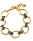 Cleopatra Grande Link Bracelet, 7"+1.5" - Gold/Midnight