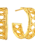 Veranda Caning Medium Hoop Earrings - Gold