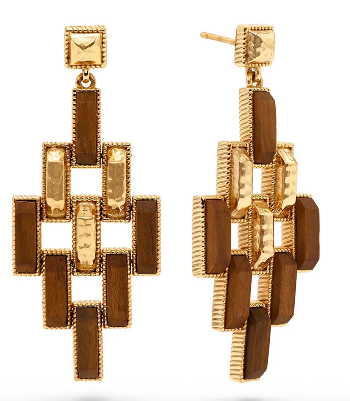 Pathway Post Drop Earrings - Gold/Teak