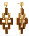 Pathway Post Drop Earrings - Gold/Teak