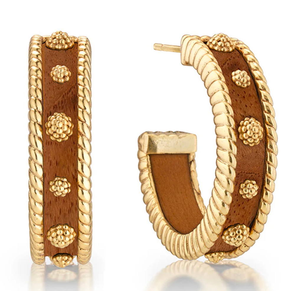 Berry Medium Hoop Earrings - Teak