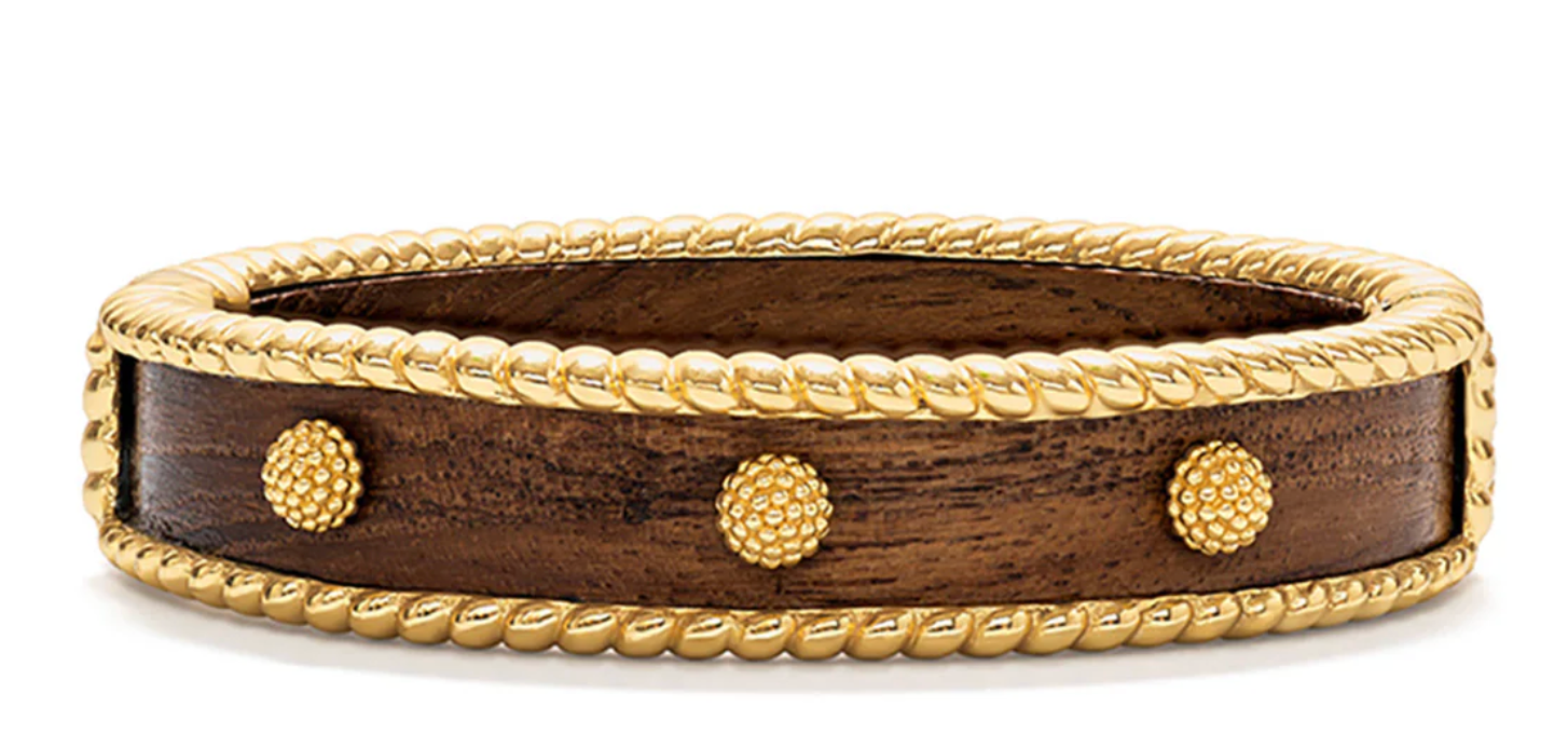 Berry Small Hinged Bangle - Teak