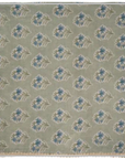 Sage Green/Blue Flower Tablecloth with Lace Edge
