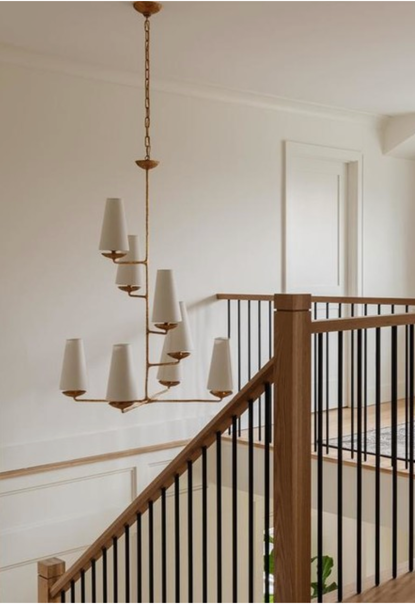 Fontaine Vertical Chandelier: Designer AERIN. GILDED PLASTER