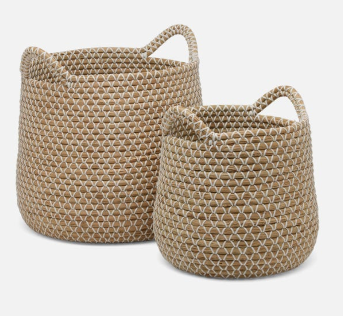 Kendari Round Nesting Basket Set - Pigeon and Poodle Set of 2