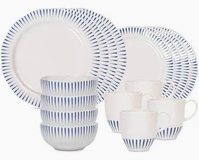 Sitio Stripe 16-Piece Set in Delft Blue